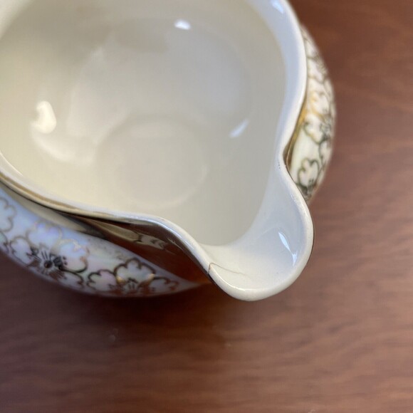 Eggshell Nautilus Cream Sugar Bowl W Lid Floral USA K47N6 F62N5 - Picture 5 of 16